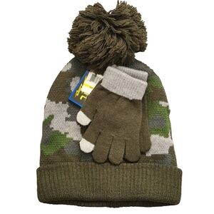 Xtreme New Kids Camo Forest Hat and Gloves Set Size 4 - 7